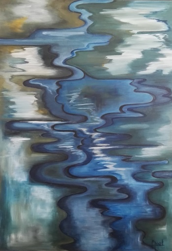 Water dichtbij een acryl schilderij 70 x 100cm gemaakt door Annet Schrander