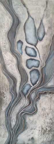 "Siberia Lena" een structuur, touw en acryl schilderij op hout 50 x 123cm gemaakt door Annet Schrander